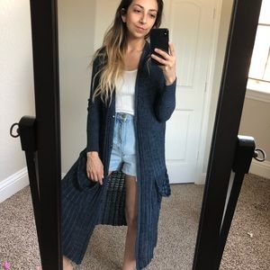 ❤️SOLD❤️  FREE PEOPLE Navy Knit Duster